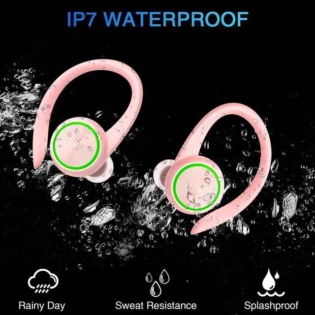 Alt view image 4 of 6 - Wireless Earbuds Bluetooth Headphones 60H Playtime Bluetooth 5.1 Digital LED Display Over-Ear Earphones with Earhook Sports Headphones IPX7 Waterproof Headsets with Mic Deep Bass for Running Workout