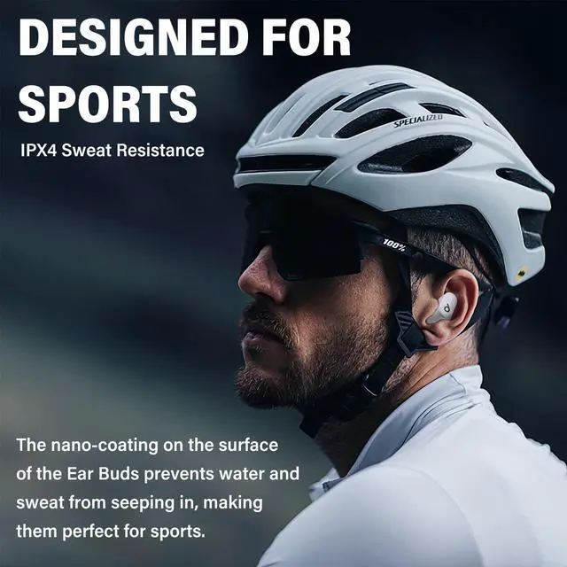 Alt view image 6 of 7 - Wireless Earbuds Bluetooth Headphones IPX4 Waterproof Noise Cancelling Earbuds 24h Sport Sweat Resistant Earphones Built-in HD Microphone Compatible with iOS/Android