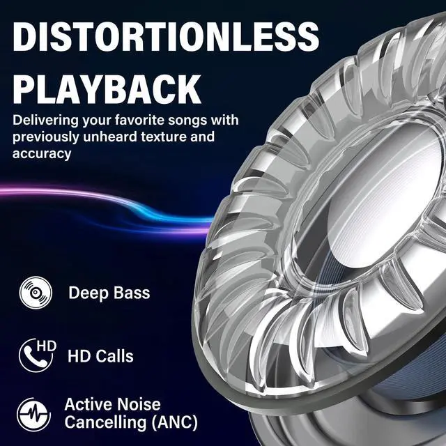 Alt view image 2 of 7 - Wireless Earbuds Bluetooth Headphones IPX4 Waterproof Noise Cancelling Earbuds 24h Sport Sweat Resistant Earphones Built-in HD Microphone Compatible with iOS/Android