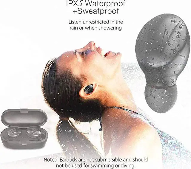 Alt view image 7 of 7 - Wireless Earbuds,True Wireless Bluetooth 5.0 Earbuds Built-in Microphone,IPX5 Waterproof,Stereo Bass Noise Cancelling Earphones Headset with Charging Case