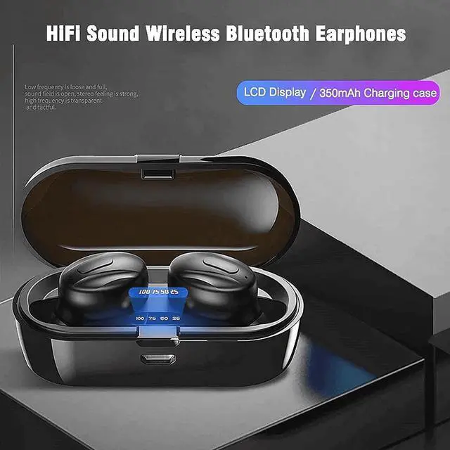 Alt view image 4 of 7 - Wireless Earbuds,True Wireless Bluetooth 5.0 Earbuds Built-in Microphone,IPX5 Waterproof,Stereo Bass Noise Cancelling Earphones Headset with Charging Case