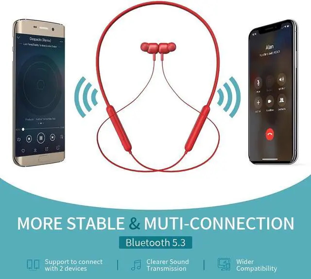 Alt view image 4 of 7 - Bluetooth Earbuds Wireless Headphones Bluetooth 5.3 Running Headphones IPX7 Waterproof Earphones with 12 Hrs Playtime Stereo Sound Isolation Headsets for Workout Gym,Red