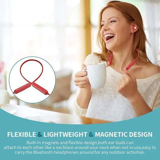 Alt view image 7 of 7 - Bluetooth Earbuds Wireless Headphones Bluetooth 5.3 Running Headphones IPX7 Waterproof Earphones with 12 Hrs Playtime Stereo Sound Isolation Headsets for Workout Gym,Red