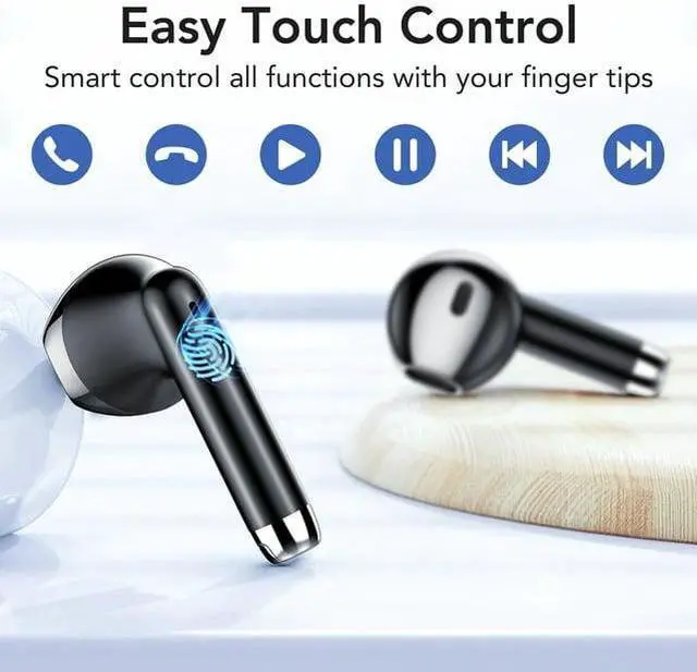 Alt view image 3 of 5 - Wireless Earbuds Bluetooth V5.3 Headphones 60H Playback Deep Bass Stereo Ear Buds with LED Power Display Charging Case IPX7 Waterproof Earphones with Mic Headset for Laptop Pad Android/iOS Phones