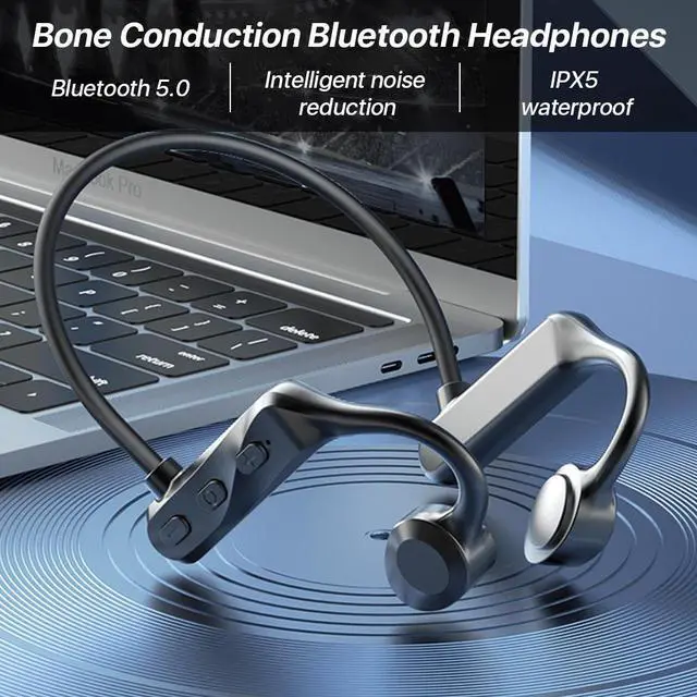 Alt view image 7 of 7 - Conduction Open-Ear Bluetooth Headphones Wireless earbuds for Sport IOS Android Laptop Black