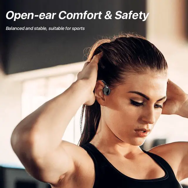 Alt view image 4 of 7 - Conduction Open-Ear Bluetooth Headphones Wireless earbuds for Sport IOS Android Laptop Black