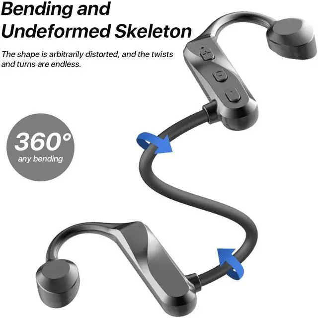 Alt view image 2 of 7 - Conduction Open-Ear Bluetooth Headphones Wireless earbuds for Sport IOS Android Laptop Black