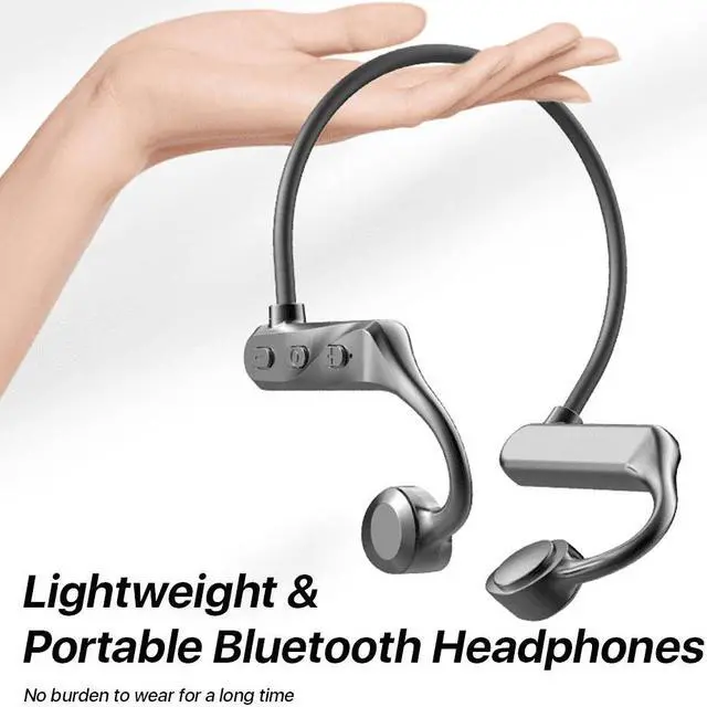 Alt view image 5 of 7 - Conduction Open-Ear Bluetooth Headphones Wireless earbuds for Sport IOS Android Laptop Black