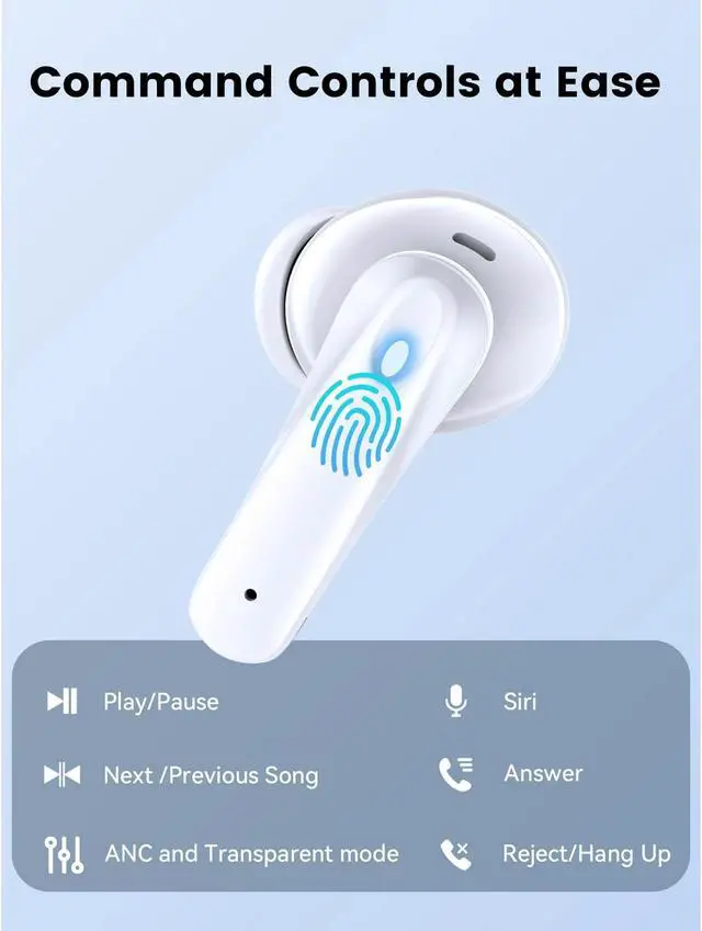 Alt view image 4 of 7 - Wireless earbuds, Bluetooth headset 60 hours of battery life with noise cancellation Clear calls Built-in microphone IPX7 waterproof V5.4 Bluetooth earbuds Stereo earbuds for sports and work
