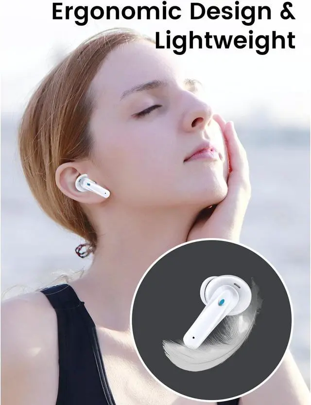 Alt view image 7 of 7 - Wireless earbuds, Bluetooth headset 60 hours of battery life with noise cancellation Clear calls Built-in microphone IPX7 waterproof V5.4 Bluetooth earbuds Stereo earbuds for sports and work
