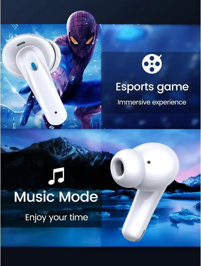 Alt view image 5 of 7 - Wireless earbuds, Bluetooth headset 60 hours of battery life with noise cancellation Clear calls Built-in microphone IPX7 waterproof V5.4 Bluetooth earbuds Stereo earbuds for sports and work