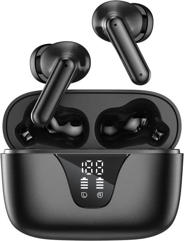 Main image of Wireless Earbuds, Bluetooth 5.3 Headphones 50H Playtime with LED Digital Display Charging Case, IPX5 Sweatproof Cordless Earphones with Microphone for iPhone Android Phone Laptop Sports