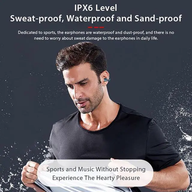 Alt view image 6 of 7 - Bluetooth Headphones Wireless Earbuds 80hrs Playtime Wireless Charging Case Digital Display Sports Ear Buds with Earhook Premium Deep Bass IPX7 Waterproof Over-Ear Earphones for TV Phone Laptop Black