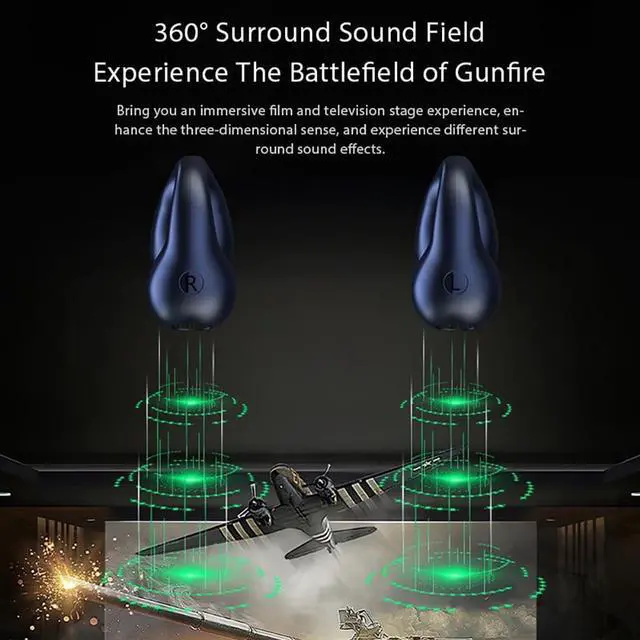 Alt view image 3 of 7 - Bluetooth Headphones Wireless Earbuds 80hrs Playtime Wireless Charging Case Digital Display Sports Ear Buds with Earhook Premium Deep Bass IPX7 Waterproof Over-Ear Earphones for TV Phone Laptop Black