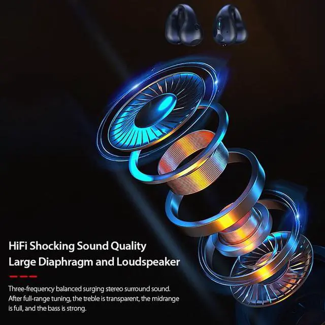 Alt view image 2 of 7 - Bluetooth Headphones Wireless Earbuds 80hrs Playtime Wireless Charging Case Digital Display Sports Ear Buds with Earhook Premium Deep Bass IPX7 Waterproof Over-Ear Earphones for TV Phone Laptop Black