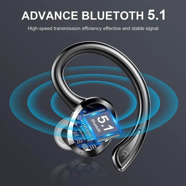 Alt view image 4 of 7 - Wireless Earbuds Bluetooth Headphones 60hrs Play Back Waterproof Sport Earphones with LED Display Over-Ear Buds with Earhooks Charging Case Built-in Mic Headset for Sports Running Workout Gaming