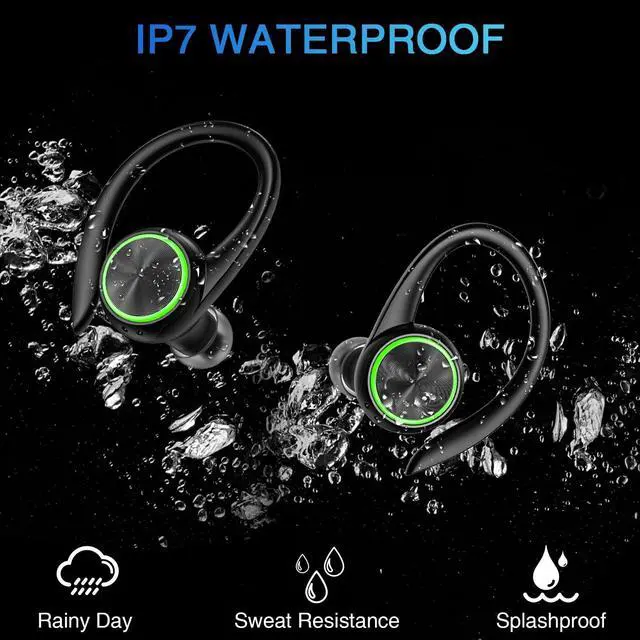Alt view image 3 of 7 - Wireless Earbuds Bluetooth Headphones 60hrs Play Back Waterproof Sport Earphones with LED Display Over-Ear Buds with Earhooks Charging Case Built-in Mic Headset for Sports Running Workout Gaming