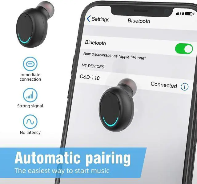 Alt view image 5 of 7 - Wireless Earbuds Bluetooth 5.0 Headphones IPX7 Waterproof TWS Deep Bass Stereo Noise Cancelling Headset in Ear W/ 140H Playtime Mic USB-C Charging Case LED Battery Display for Sport Android/iOS