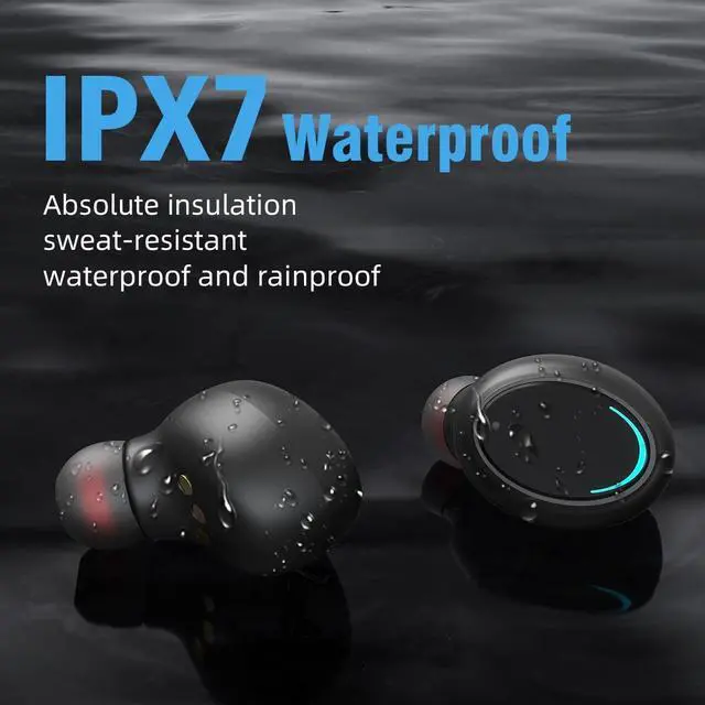 Alt view image 6 of 7 - Wireless Earbuds Bluetooth 5.0 Headphones IPX7 Waterproof TWS Deep Bass Stereo Noise Cancelling Headset in Ear W/ 140H Playtime Mic USB-C Charging Case LED Battery Display for Sport Android/iOS