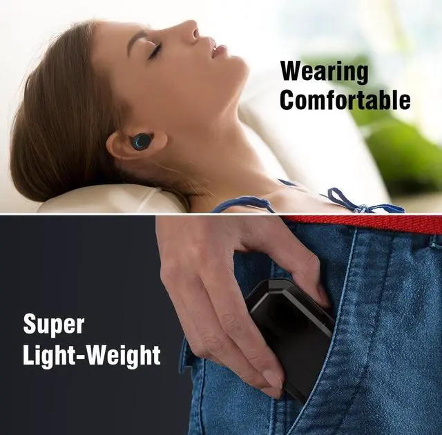 Alt view image 7 of 7 - Wireless Earbuds Bluetooth 5.0 Headphones IPX7 Waterproof TWS Deep Bass Stereo Noise Cancelling Headset in Ear W/ 140H Playtime Mic USB-C Charging Case LED Battery Display for Sport Android/iOS