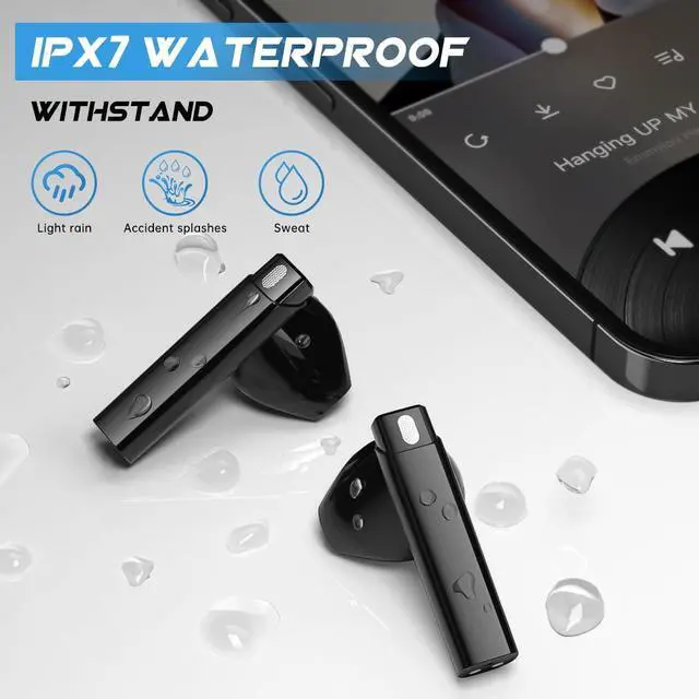 Alt view image 3 of 7 - Bluetooth 5.3 Wireless Earbuds Headphones Noise Cancelling with Built-in Mic and Charging Case Hands-free Calling Sweatproof In-Ear Headset Earphone Earpiece for iPhone/Android Smart Phones,Black