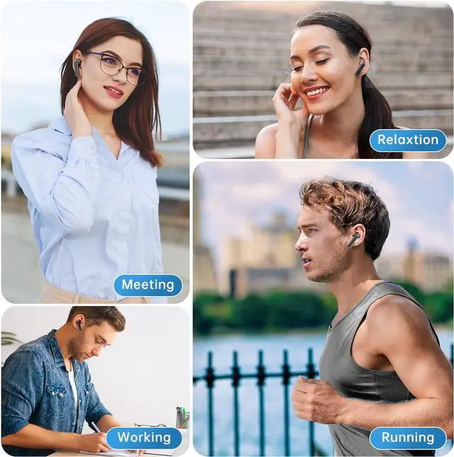 Alt view image 7 of 7 - Bluetooth 5.3 Wireless Earbuds Headphones Noise Cancelling with Built-in Mic and Charging Case Hands-free Calling Sweatproof In-Ear Headset Earphone Earpiece for iPhone/Android Smart Phones,Black