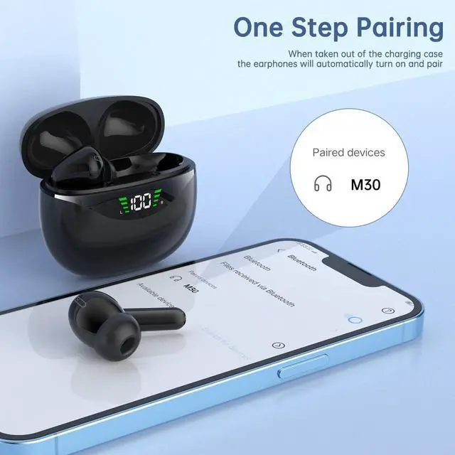 Alt view image 5 of 7 - Wireless Earbuds,Bluetooth 5.0 Wireless Earbuds Bluetooth Headphones with Deep Bass HiFi 3D Stereo Sound, Built-in Mic Earphones with Portable Charging Case for Smartphones and Laptops (Black)