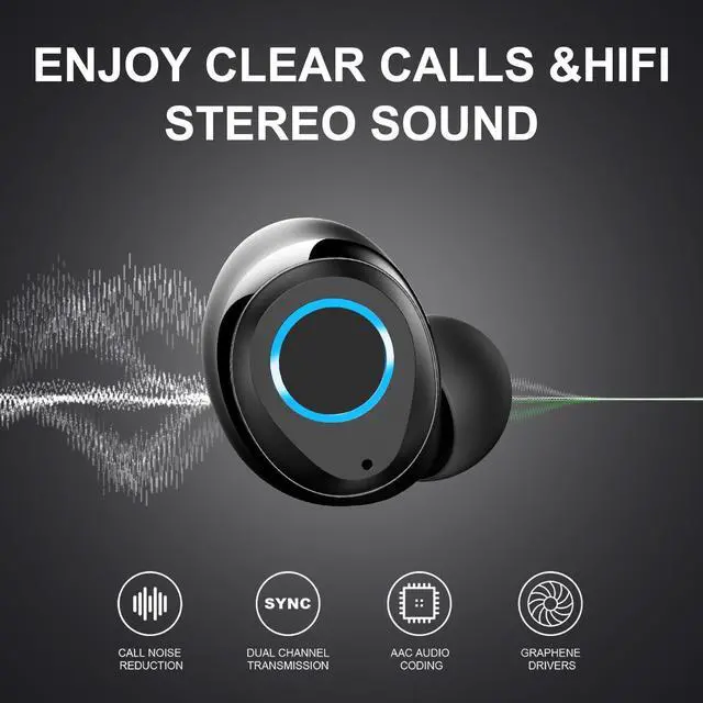 Alt view image 2 of 6 - Wireless Earbuds, Earbuds with Deep Bass, Wireless Earphones In-Ear with Microphone Type-C