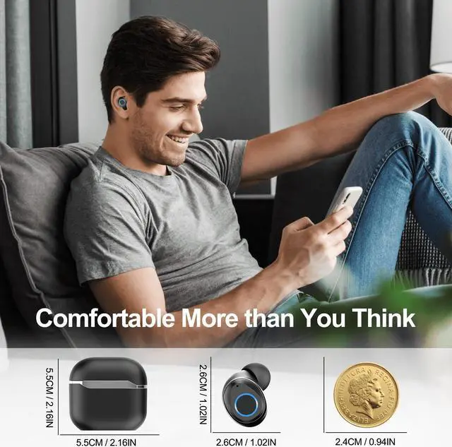 Alt view image 6 of 6 - Wireless Earbuds, Earbuds with Deep Bass, Wireless Earphones In-Ear with Microphone Type-C