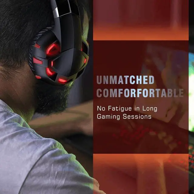 Alt view image 2 of 7 - Gaming Headset with Noise Canceling Mic for PS4, Xbox One, PC, Mobile, 7.1 Surround Sound Headphone with LED Light for Kids Adults