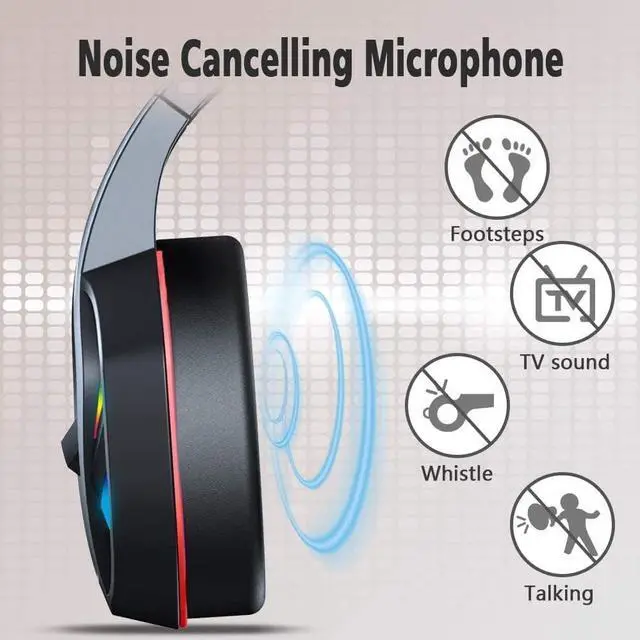 Alt view image 2 of 6 - Gaming Headset, Over-Ear Gaming Headphones with Noise Canceling Mic, Stereo Bass Surround Sound, LED Light, Soft Memory Earmuffs PC/ Laptop/PS4/PS5