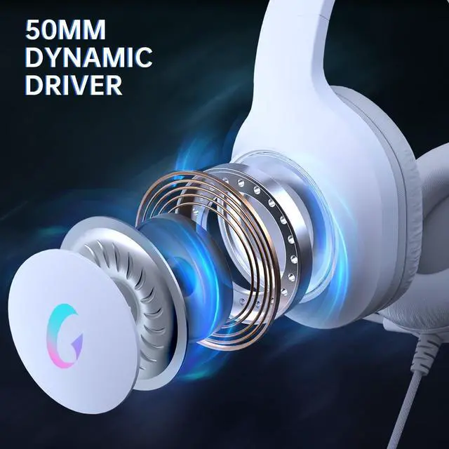 Alt view image 2 of 7 - Gaming Headset for PC, PS5, PS4, Xbox Series X/S, Xbox One, Switch, MAC, Xbox Headset with Noise Canceling Microphone, Wired Over-Ear Gaming Headphones with LED Light&7.1 Surround Sound