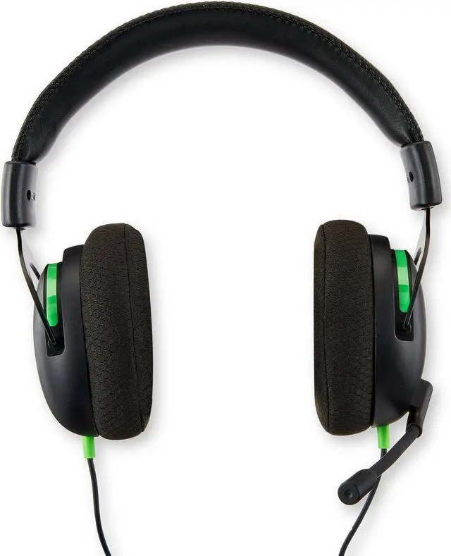 Main image of Wired Video Gaming Headset with 3.5mm Connector, Flip-to-Mute Mic, Lightweight Steel - Black and Green