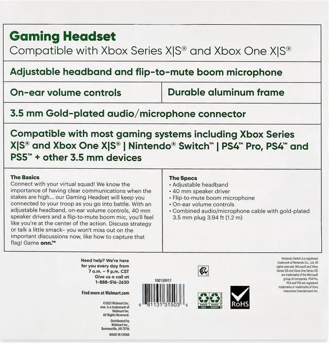 Alt view image 5 of 5 - Wired Video Gaming Headset with 3.5mm Connector, Flip-to-Mute Mic, Lightweight Steel - Black and Green
