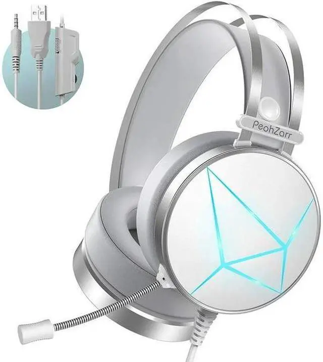 Main image of Wired Gaming Headset, Noise Cancelling Microphone, 3.5mm Audio Jack, 7.1 Surround Sound, Memory Foam Earpads, Compatible with PC, PlayStation, Xbox, Nintendo Switch, White