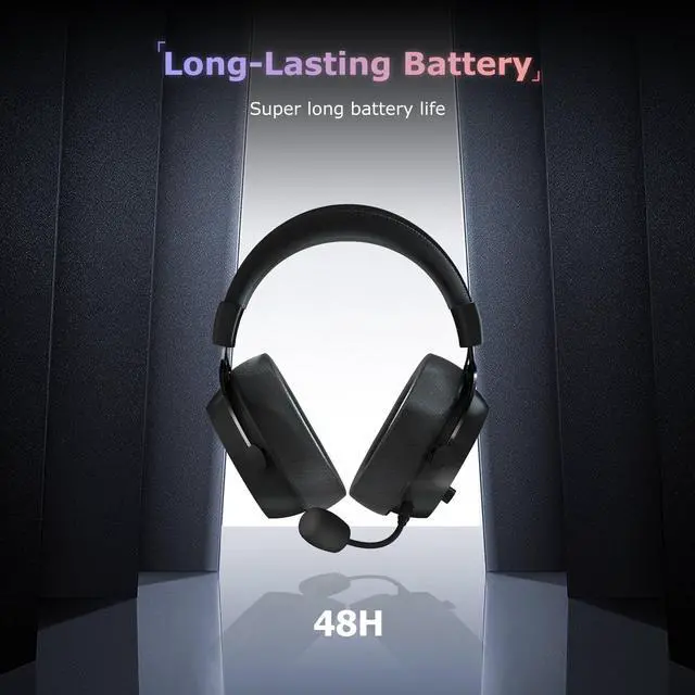 Alt view image 6 of 7 - Wireless Gaming Headset for PC/PS4/PS5/ Nintendo Switch,Over Ear 2.4G/Bluetooth Gaming Headphones with Detachable Noise-Canceling Microphone, Stereo Sound, Lightweight/One-button Control Design