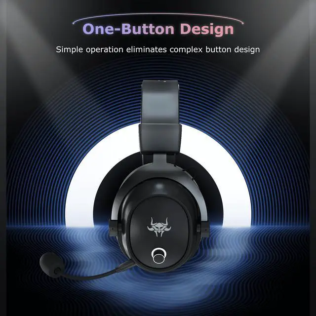Alt view image 7 of 7 - Wireless Gaming Headset for PC/PS4/PS5/ Nintendo Switch,Over Ear 2.4G/Bluetooth Gaming Headphones with Detachable Noise-Canceling Microphone, Stereo Sound, Lightweight/One-button Control Design