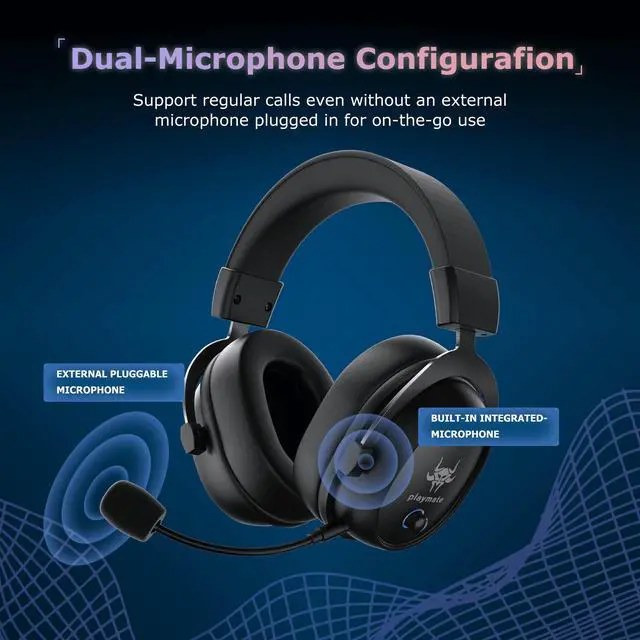 Alt view image 3 of 7 - Wireless Gaming Headset for PC/PS4/PS5/ Nintendo Switch,Over Ear 2.4G/Bluetooth Gaming Headphones with Detachable Noise-Canceling Microphone, Stereo Sound, Lightweight/One-button Control Design