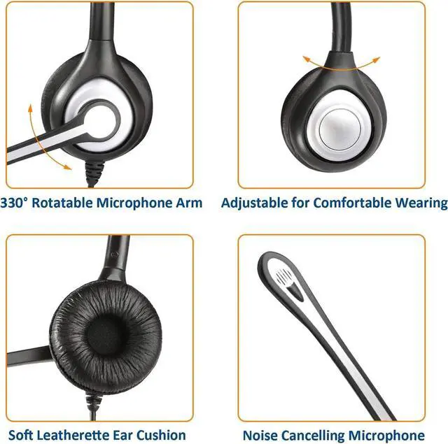 Alt view image 4 of 7 - Corded Telephone Headset RJ9, with Noise Canceling Mic Mono, for 2465 2564 480 6402D A100 S10 300 301 430 DTU-8 DTU-16 5010 5020 and Other Office Landline Deskphones(New)