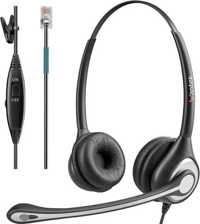 Main image of Corded Telephone Headset RJ9, with Noise Canceling Mic Mono, for 2465 2564 480 6402D A100 S10 300 301 430 DTU-8 DTU-16 5010 5020 and Other Office Landline Deskphones(New)