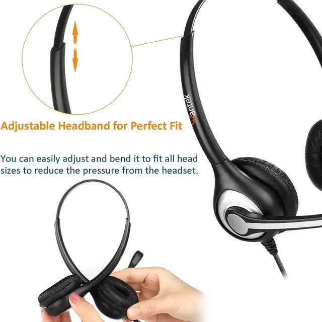 Alt view image 6 of 7 - Corded Telephone Headset RJ9, with Noise Canceling Mic Mono, for 2465 2564 480 6402D A100 S10 300 301 430 DTU-8 DTU-16 5010 5020 and Other Office Landline Deskphones(New)