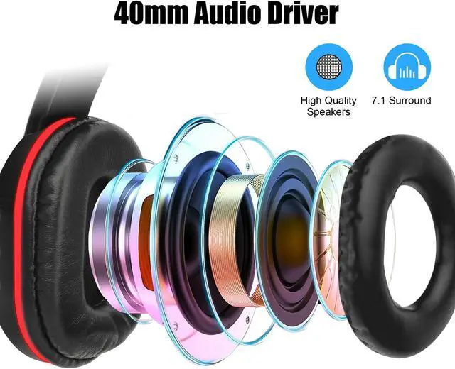 Alt view image 2 of 5 - Gaming Headset with Microphone Fit for PC/PS4/PS5/Xbox One/Nintendo, Stereo Noise Canceling Wired Headset, 3.5mm Over-Ear Headphones