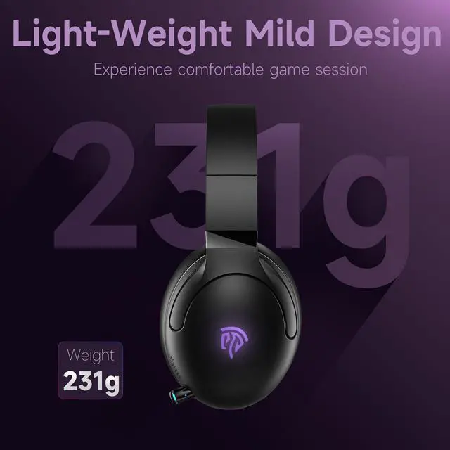 Alt view image 3 of 7 - Wireless Gaming Headset with Stretchable Microphone for PS5,PS4,PC,Nintendo Switch,Mac, 2.4G SUB Foldable Bluetooth 5.3 Gaming Headphones,Ultra-Light,3.5mm Wired Jack for Xbox