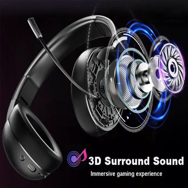 Alt view image 2 of 7 - Wireless Gaming Headset with Stretchable Microphone for PS5,PS4,PC,Nintendo Switch,Mac, 2.4G SUB Foldable Bluetooth 5.3 Gaming Headphones,Ultra-Light,3.5mm Wired Jack for Xbox