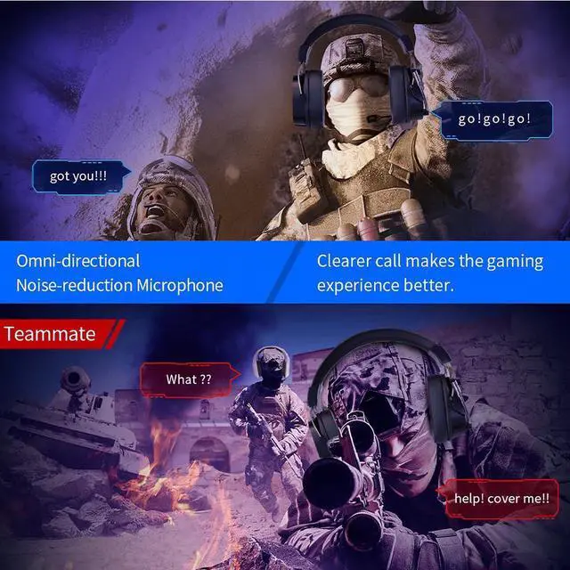 Alt view image 6 of 7 - Wireless Gaming Headset for PC/PS4/PS5/ Nintendo Switch, Over Ear 2.4G/Bluetooth Gaming Headphones with Noise-Canceling Microphone, 7.1 Surround Sound, 3.5mm Wired Mode for Xbox Series, Black