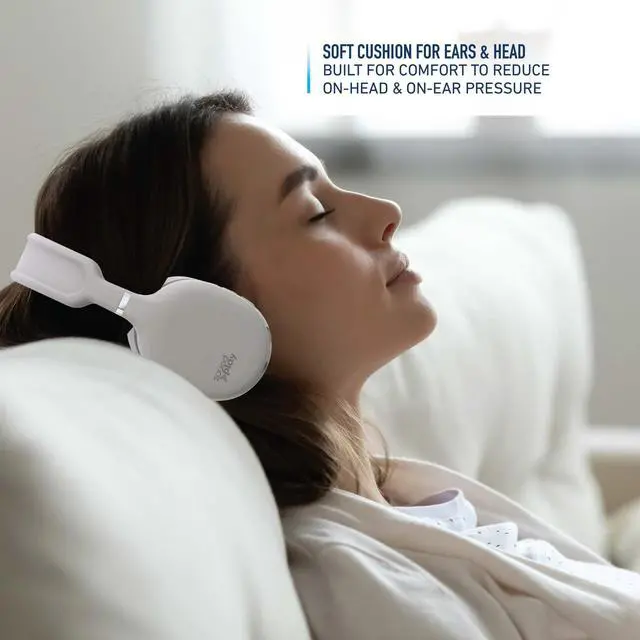 Alt view image 4 of 7 - Wireless Headphones, Bluetooth Over-Ear Headset with Built-in Mic, White