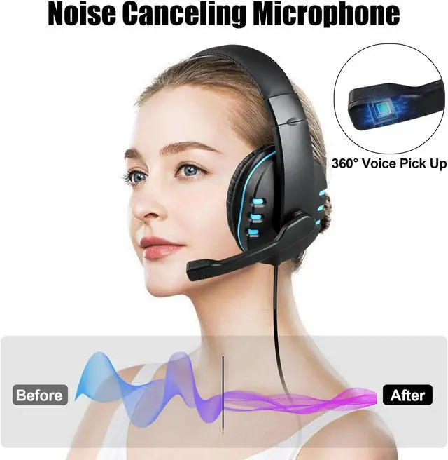 Alt view image 4 of 7 - Gaming Headset Fit for PC, PS4, PS5, Xbox One, Nintendo Switch, Gaming Headphones with Microphone Noise Cancelling, Stereo Surround Bass, 3.5mm Over-Ear Wired Headphones for Laptop, Desktop, Gamer