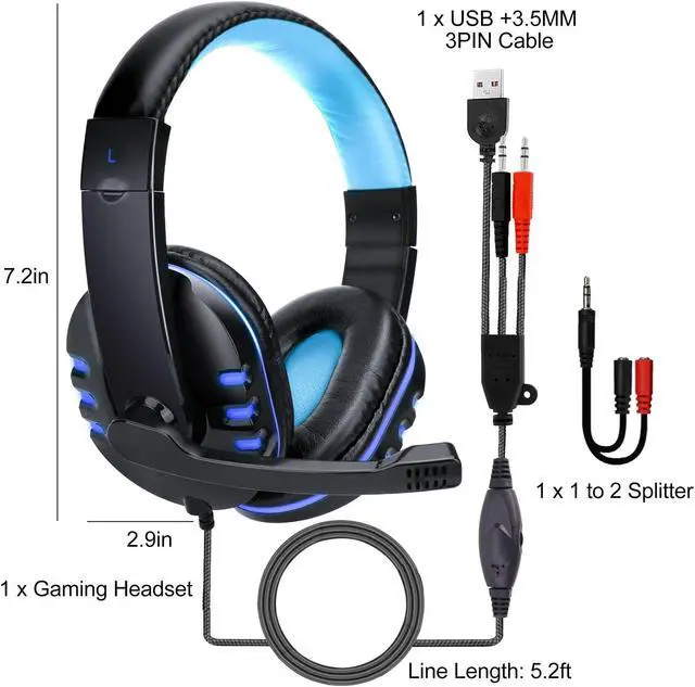 Alt view image 7 of 7 - Gaming Headset Fit for PS4, PS5, PC, Xbox One, EEEkit Over Ear Headphones with Stereo Surround Sound, Noise Cancelling Mic, Soft Ear Pads Fit for Laptop Tablet Mobile Phone Computer