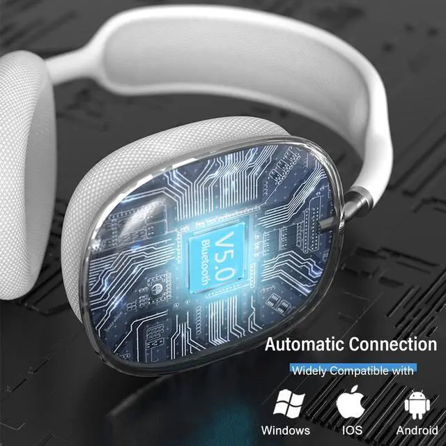 Alt view image 2 of 7 - Wireless Headphones Bluetooth,Active Noise Canceling over Ear Headphones with Microphones Hifi Audio Headset for iOS/Android-Silver