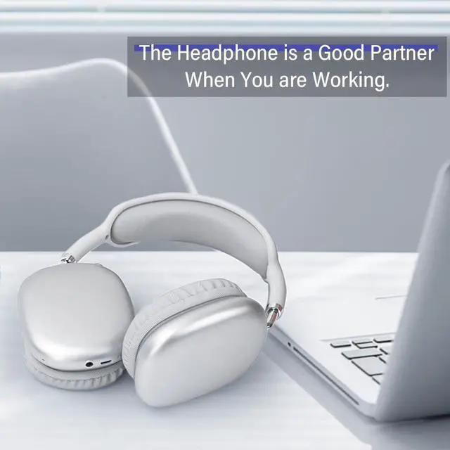 Alt view image 7 of 7 - Wireless Headphones Bluetooth,Active Noise Canceling over Ear Headphones with Microphones Hifi Audio Headset for iOS/Android-Silver